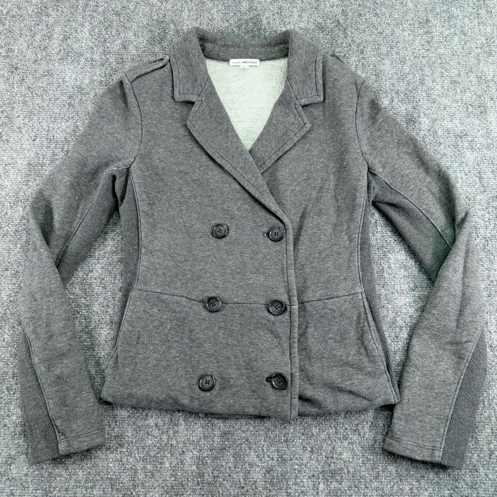 James Perse Jacket Womens Size 2 Grey Double Breasted Sweatshirt‎ Blazer